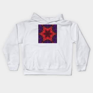 Mosaic Kaleidoscope Flower Purple Orange and Red Kids Hoodie